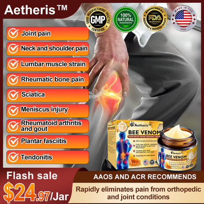Official Store: Aetheris™ Bee Venom Instant Ultra Strength Pain Relief Therapy Cream-(Provides pain eliminate for Arthritis, Muscle, Back Pain, Knees, Back, Shoulders, Hips, Wrists, Hands)